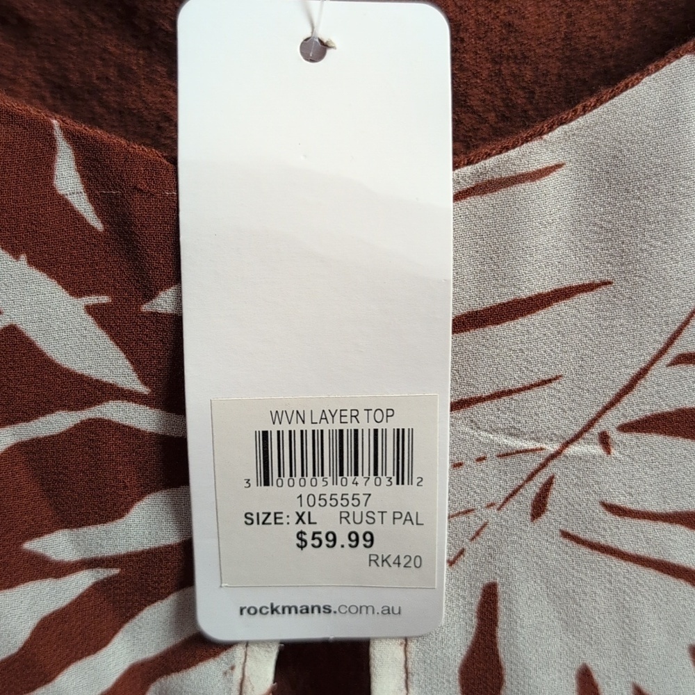 ❤️NWT❤️ Rockmans Woven Layer Top, XL, Rust Pal Colour - Picture 4 of 8